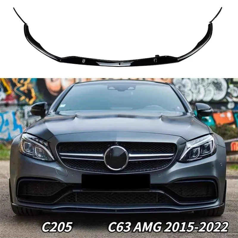 Glänzend schwarzer Auto-Frontstoßstangen-Lippen-Diffusor-Spoiler für Mercedes-Benz C-Klasse W205 C205 S205 C63 AMG 2015–2022 Bodykits