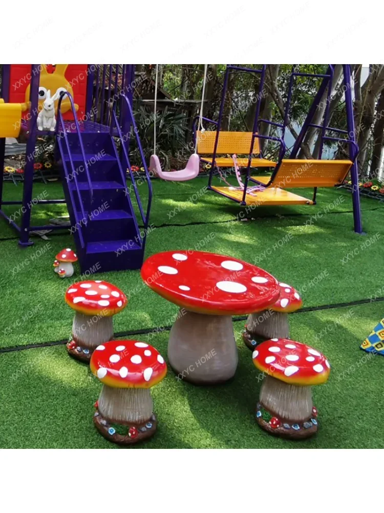 Garden Decoration Resin Simulation Mushroom Outdoor Kindergarten Decoration Mushroom Table and Chair Decoration Decor