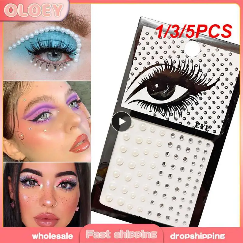 1/3/5PCS Unique Makeup Long-lasting Easy To Apply Rhinestone Sticker Dazzling Beautiful Face Glamorous Look Eye-catching