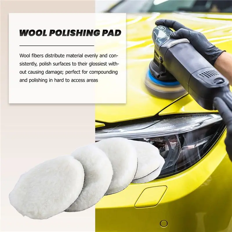 

10 Pcs 125 Mm Car Polishing Pad 5 Inch Inch Polish Waxing Pads Wool Polisher Bonnet Car Paint Care Wool Polishing Pad