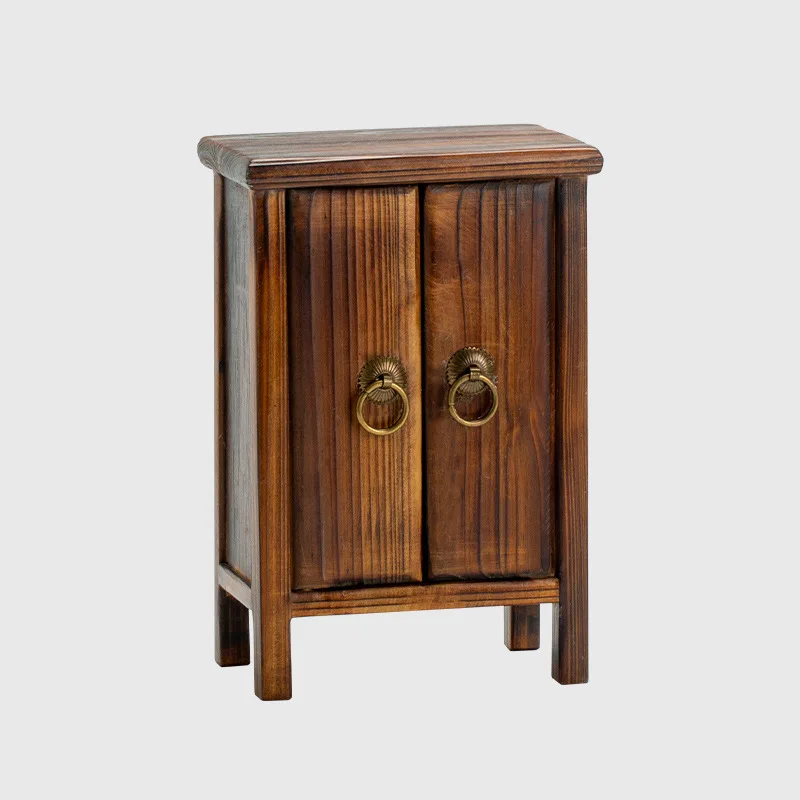Creative solid wood retro shelf small storage box desktop living room bedroom sorting storage ornament jewelry box