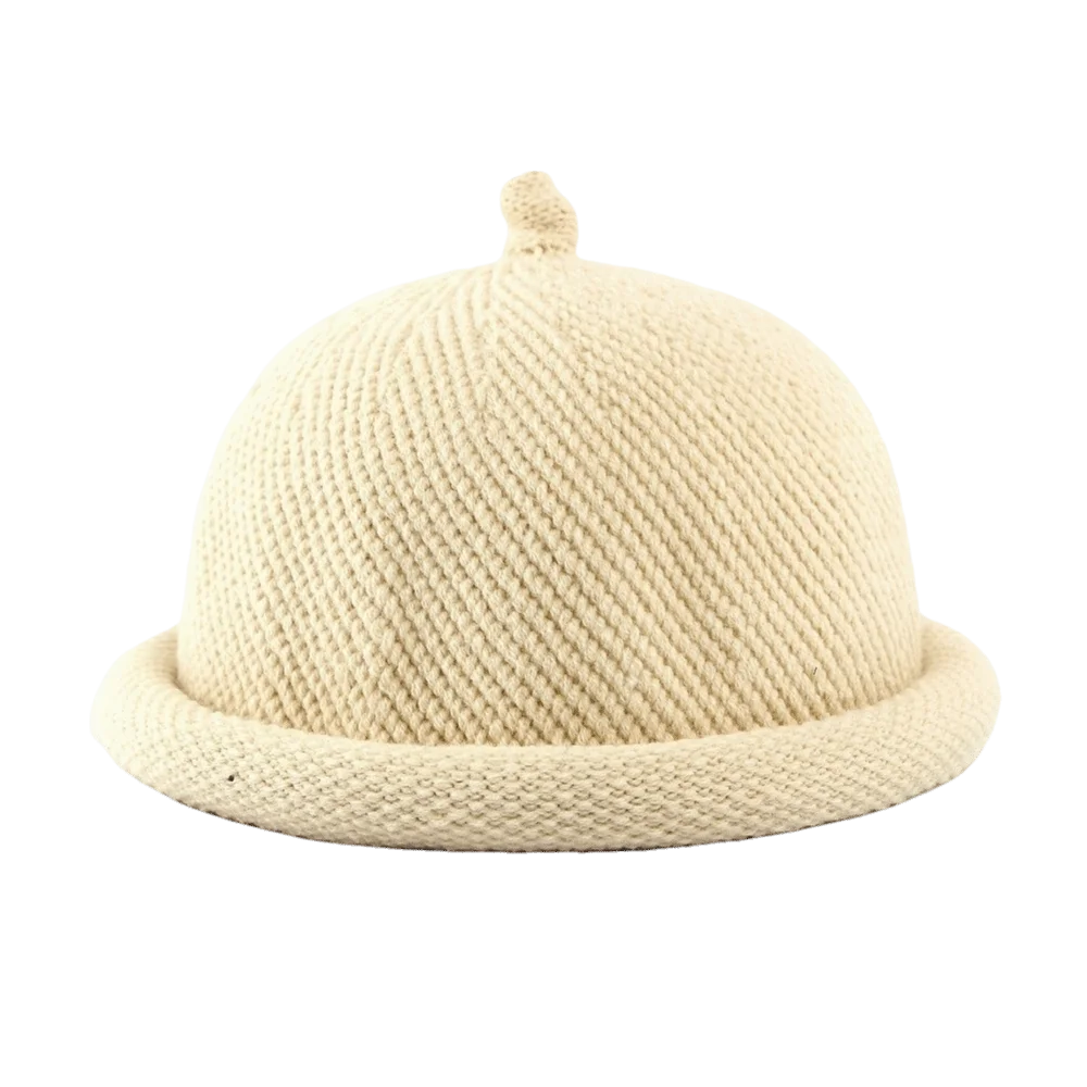 Fashion Solid Color Melon Skin Hat Knitted Rolled Edge Painter Hat Keep Warm Multifunction Pacifier Cap Women