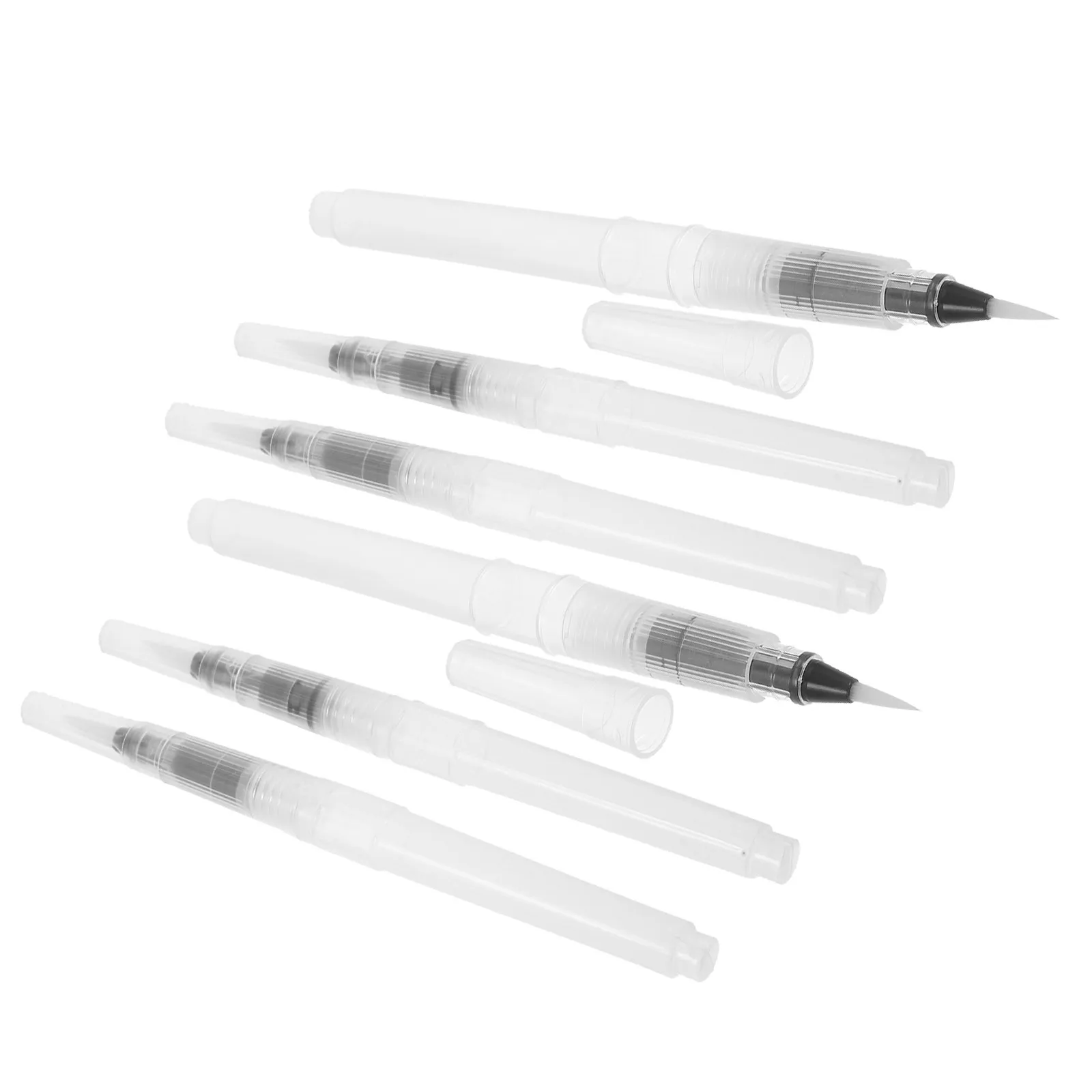 6Pcs Refillable Watercolor Brush Pens Longlasting Water Reservoir Paint Brush Set Small Nylon Watercolor Brushes for Travel