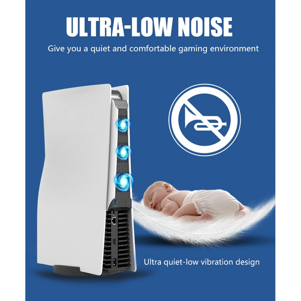 مروحة تبريد لوحدة التحكم PS5 ، استنزاف درجة الحرارة ، مبرد خارجي USB ، الإصدار الرقمي ، وحدة التحكم فائقة الدقة