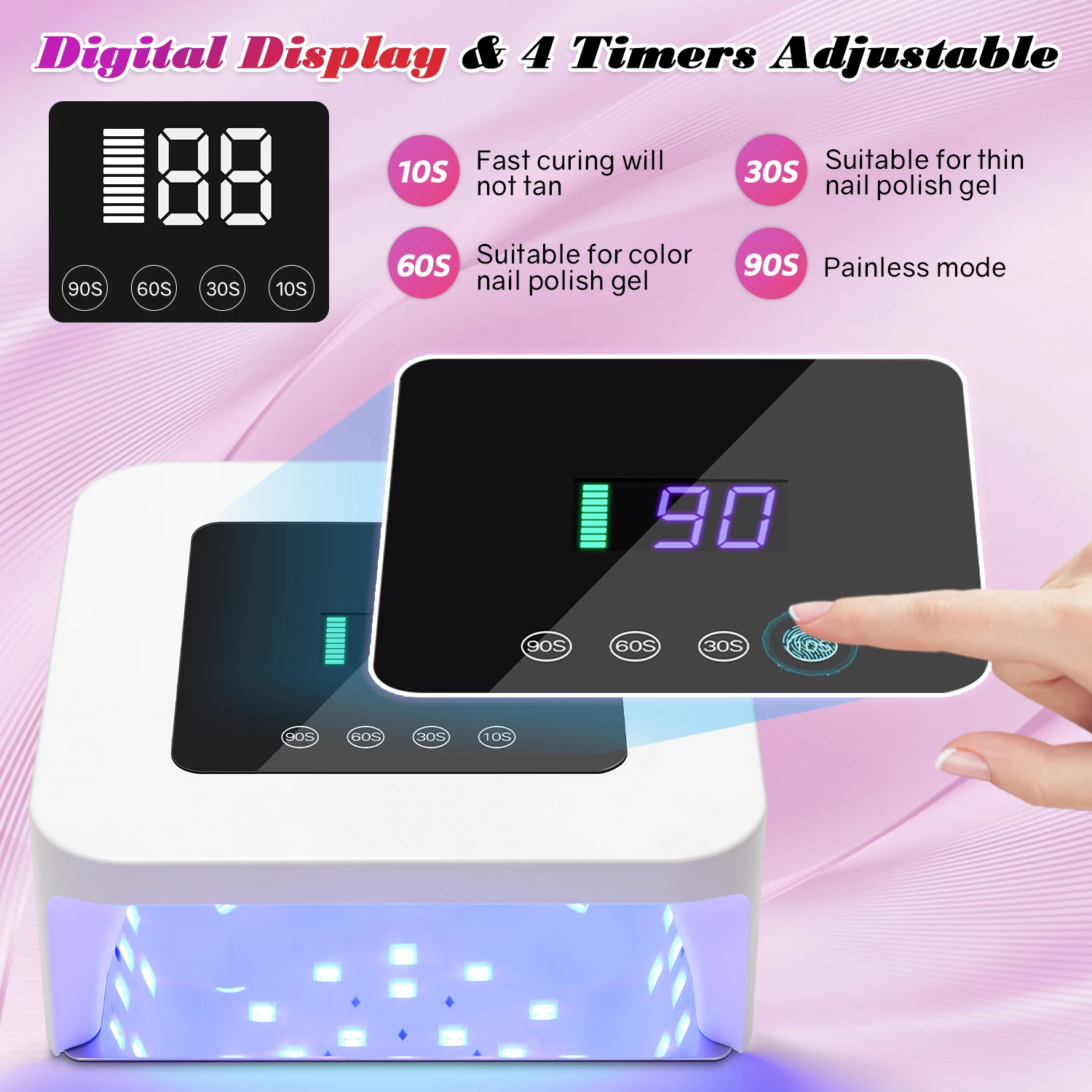 33 واط الأشعة فوق البنفسجية LED مسمار مصباح المهنية مجفف الأظافر مع 4 إعداد الموقت مصباح الاستشعار الذكي لأصابع القدم الأظافر متوافق مع جميع أنواع الجل