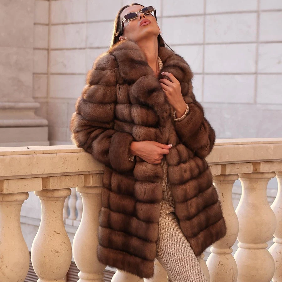 

Genuine Fox Fur Jackets Females Turndown Collar Real Fox Fur Coats Fashion Winter Warm Women Fox Fur Coats