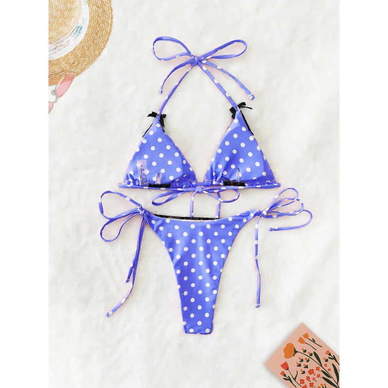 Neue Soft Bag Lace Dot Sexy Neckholder Krawatte Bikini Set Sommer Strand Mode
