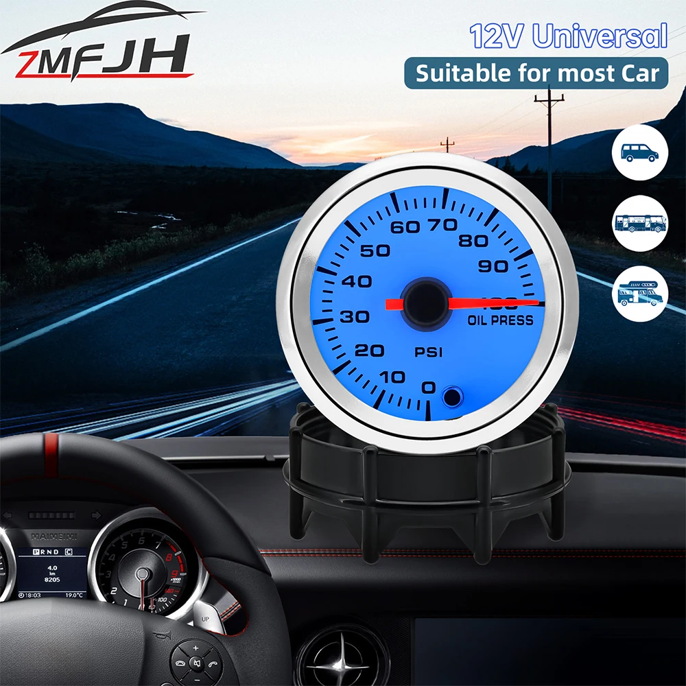 

52mm Oil Pressure Meter Boost Water/Oil Temp Voltage Air-fuel Ratio EXT Temp Gauge For 12V Car 7 Color Backlight