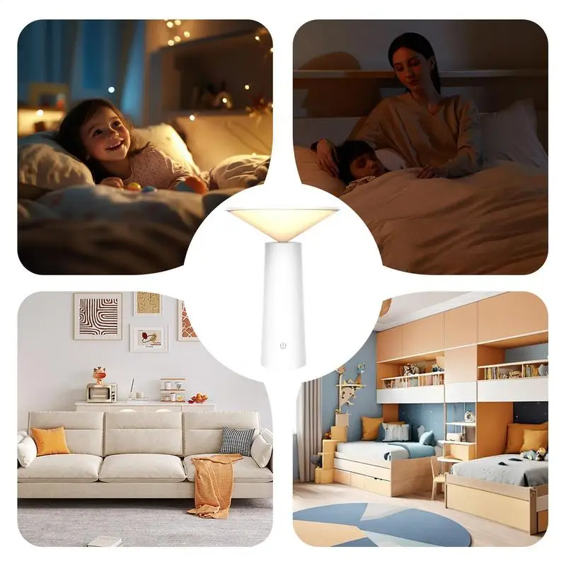 디밍이 가능한 테이블 램프 무선 3 색 온도 이동식 조절 가능한 USB 충전 램프 지능형 주변 장식 조명