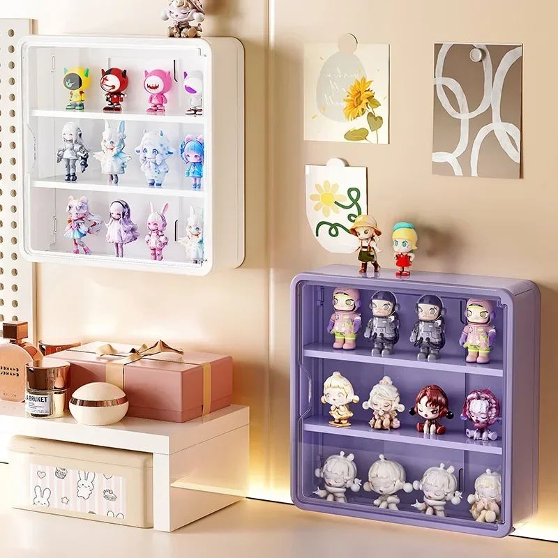 Wall Mounted Storage Box For Action Figures Magnetic Suction Display Rack Organizer for Blind Box Toy Dustproof Doll Storage Box