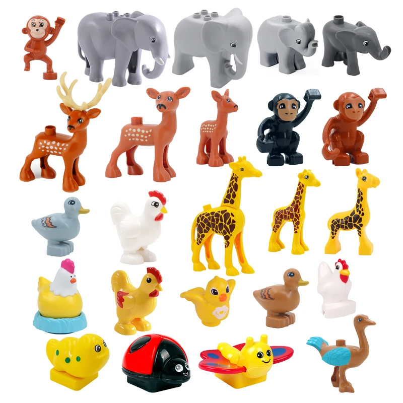 Animals Big Building Blocks Model Figures Accessories Compatible Bricks Zoo Dinosaur Eggs Duck Velociraptor Education Toys Gift