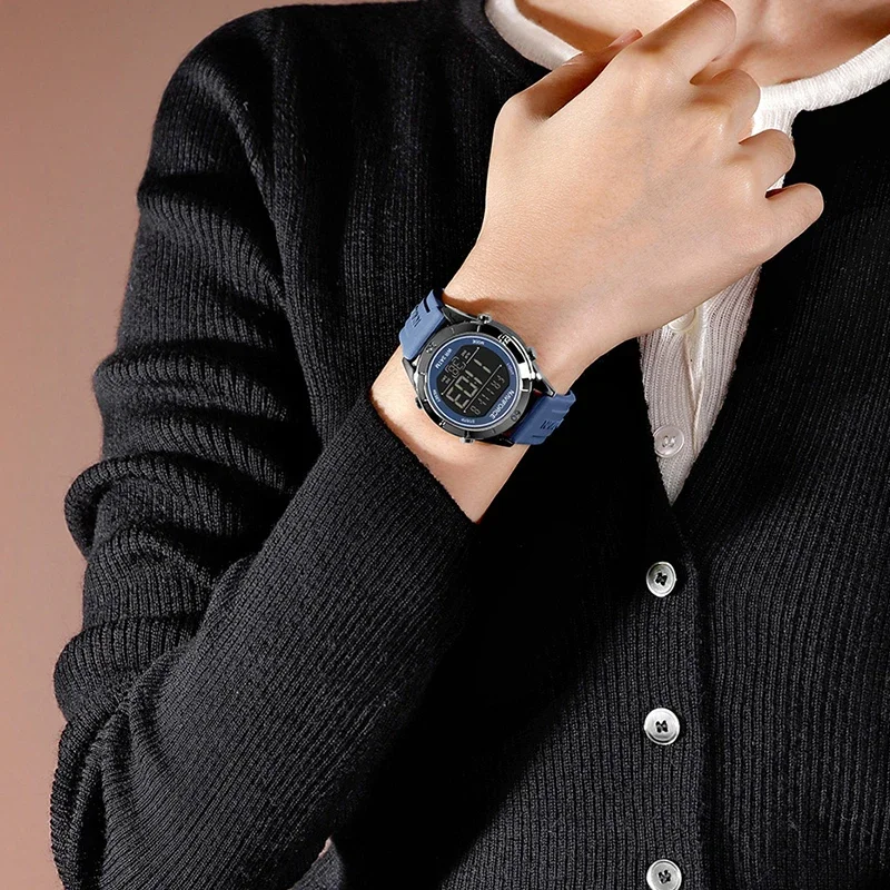 NAVIFORCE NF5054 Простые модные часы для женщин ЖК-цифровой дисплей 30 м водонепроницаемые спортивные наручные часы с силиконовым ремешком