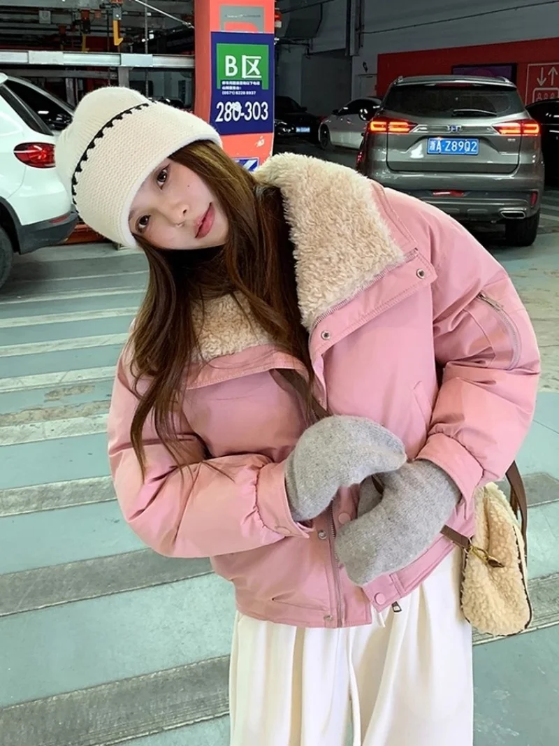 

Big Collar Women's Bread Jacket 2025 Winter New Style Casual Loose Versatile Large Size Cotton Coat Short Outerwear w804