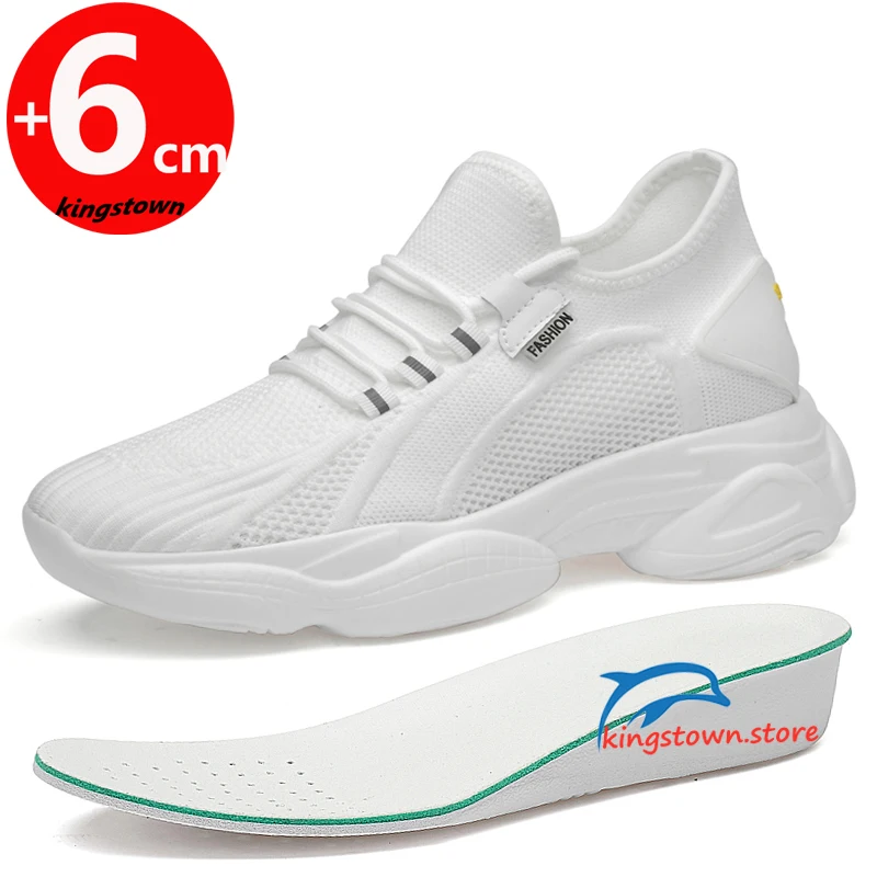 

Men Elevator Height Increase Shoes for Man 6cm Summer Casual Lift Sneakers Footwear White