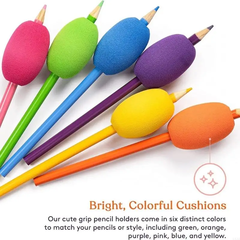 LXAA 6PCS إسفنج مريح القلم قبضة الكتابة المساعد