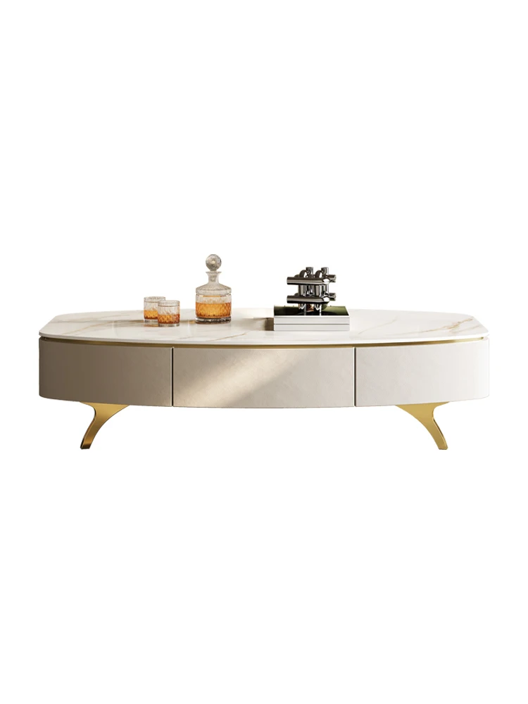 

French Entry Lux Saddle Leather Special-Shaped Tea Table Modern Simple Home Small Apartment Creative High-End Tea Table