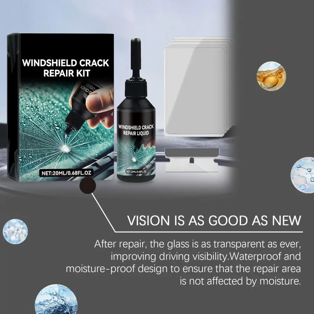 Glass Repair Fluid Eco-friendly Car Windscreen Repair Kit Fast-acting Solution for Auto Glass Lightweight Portable Windshield