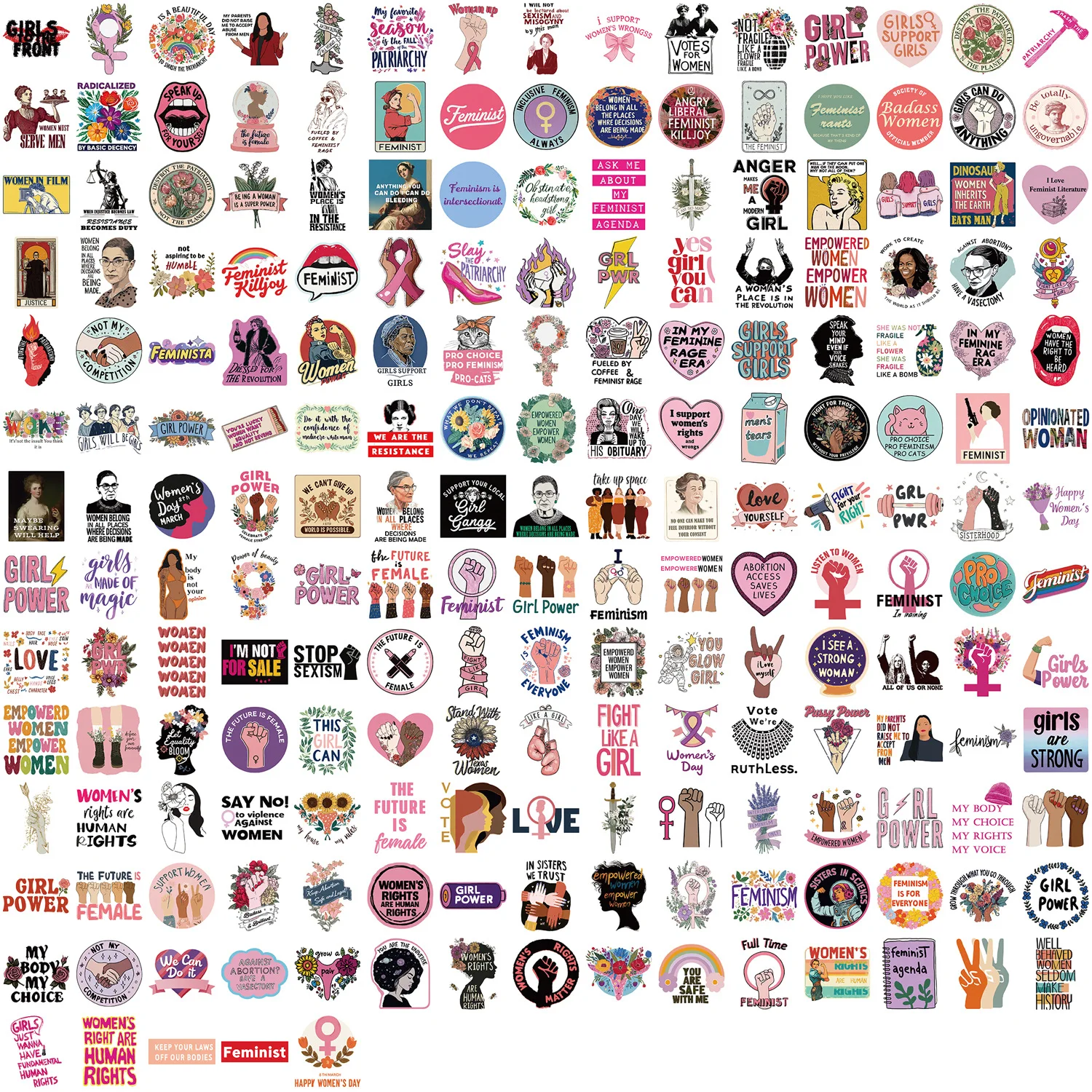 200枚入り フェミニスト漫画グラフィティステッカー ガール - Laptop Accessories Girly のレビューと価格