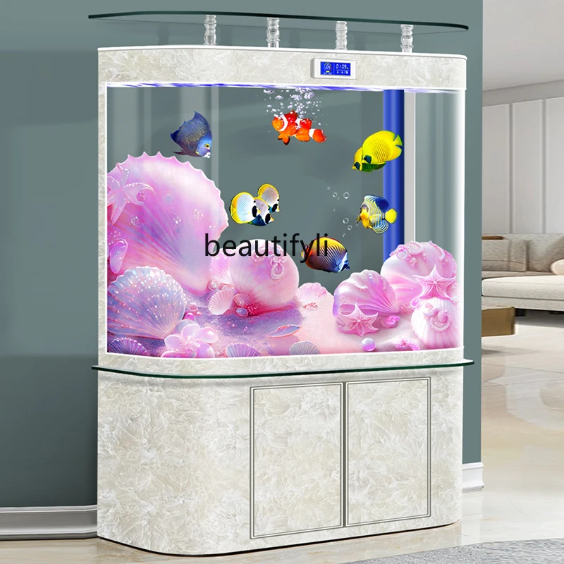 Bottom Filter Fish Tank Living Room TV Cabinet Side Automatic Circulating Filter Fish Globe Ecological Aquarium