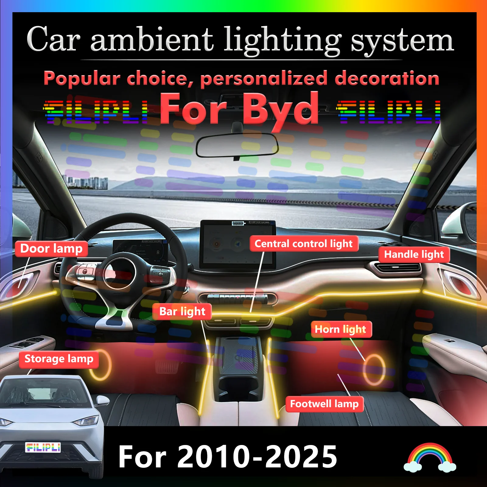 

For Byd Auto Interior Lights RGBW LED Technology, 4-in-1 Mixing & CRI 90+