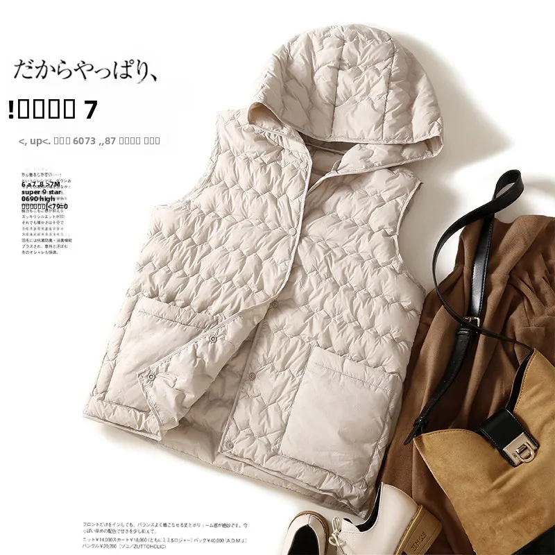 

Легкий свободный женский пуховый жилет, осенне-зимний новый жилет с капюшоном без рукавов, теплая повседневная модная верхняя одежда