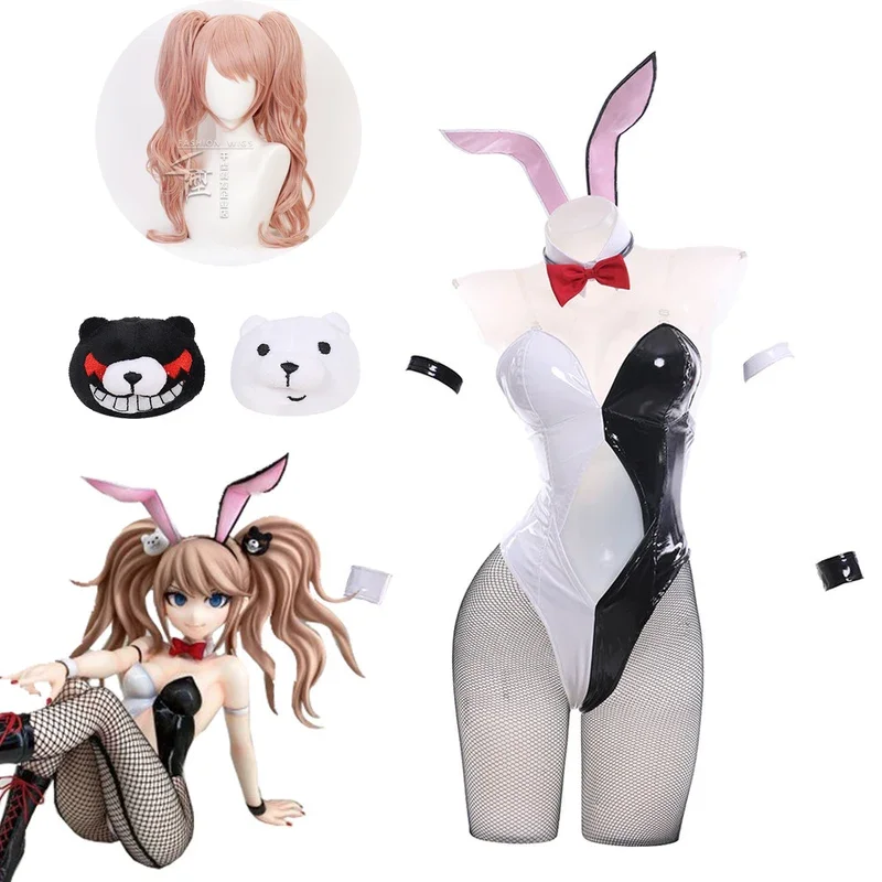 Enosima Junko costumi Cosplay gioco Danganronpa Cosplay bianco nero Bunny Girls regalo costumi per feste di Halloween vestiti completi