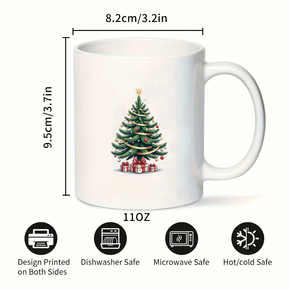 11オンス マグカップ + 漫画風クリスマスツリーデザイン + キッズカップ ファミリー オフィス コーヒーカップ クリスマスギフトセット