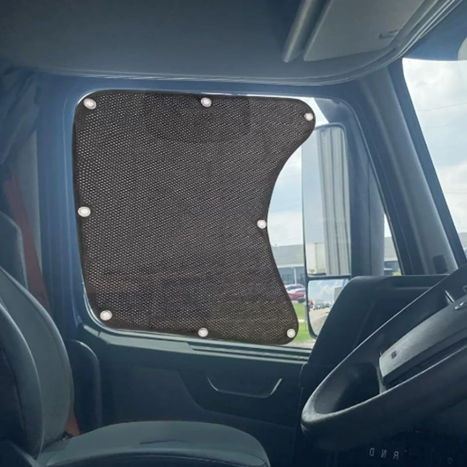 

2Pcs Truck Side Window Sun Shade Semi Truck Window Sun Shade UV Protection Cooling Breathable Polyester Mesh Sunshade Screen