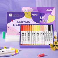 Arrtx 30 60 Colors Acrylic Paint Brush Marker Coloring Drawing Cartoon Anime Comic - Brush Tip for Rock Painting Art Supplies