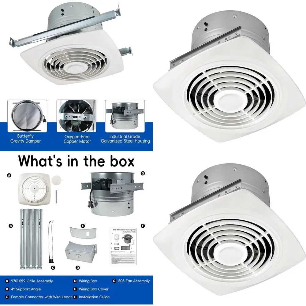 

8 Ceiling-Mounted Exhaust Fan for Powerful Ventilation in Kitchen, Bathroom, and Laundry