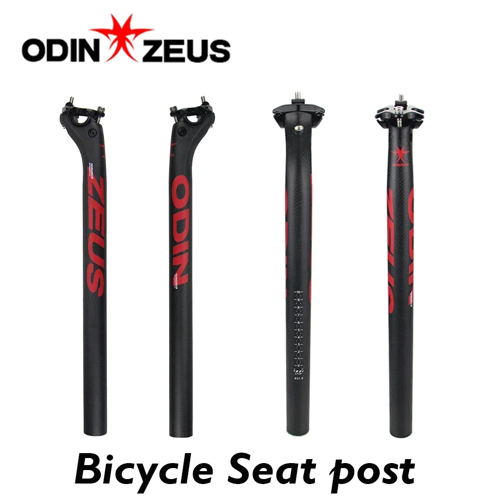 OdinZeus-Mountain Bicycle 3K Matte Seatpost, MTB, Road Bike, Full Carbon Fiber Seatposts, Seat Tube, 27.2/30.8/31.6mm *350/400mm