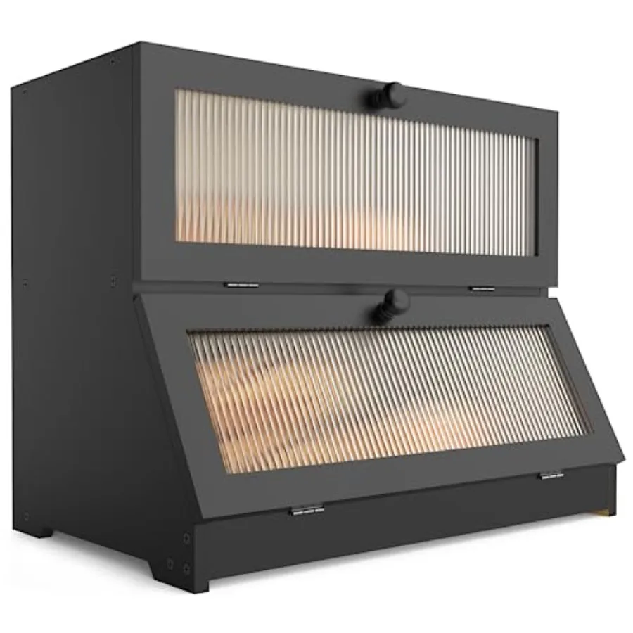 

Хлебница для кухонной столешницы: бамбуковый контейнер для хранения домашнего хлеба, 2-уровневая большая хлебница-органайзер