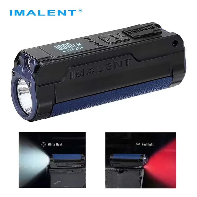 IMALENT BL70 Dual Light Source High-Output Tactical Flashlight, 6000 Lumens 347 Meters Beam Projection, Suitable for Camping