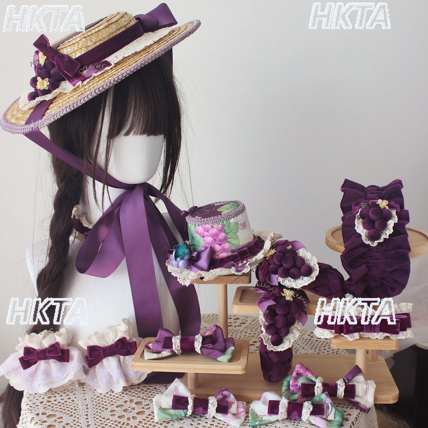 

Japanese Handmade Autumn Winter Lolita Hair Clips Hair Accessories Female Sweet Lace Pleated Bow Top Hat Hairpin Headgear Women