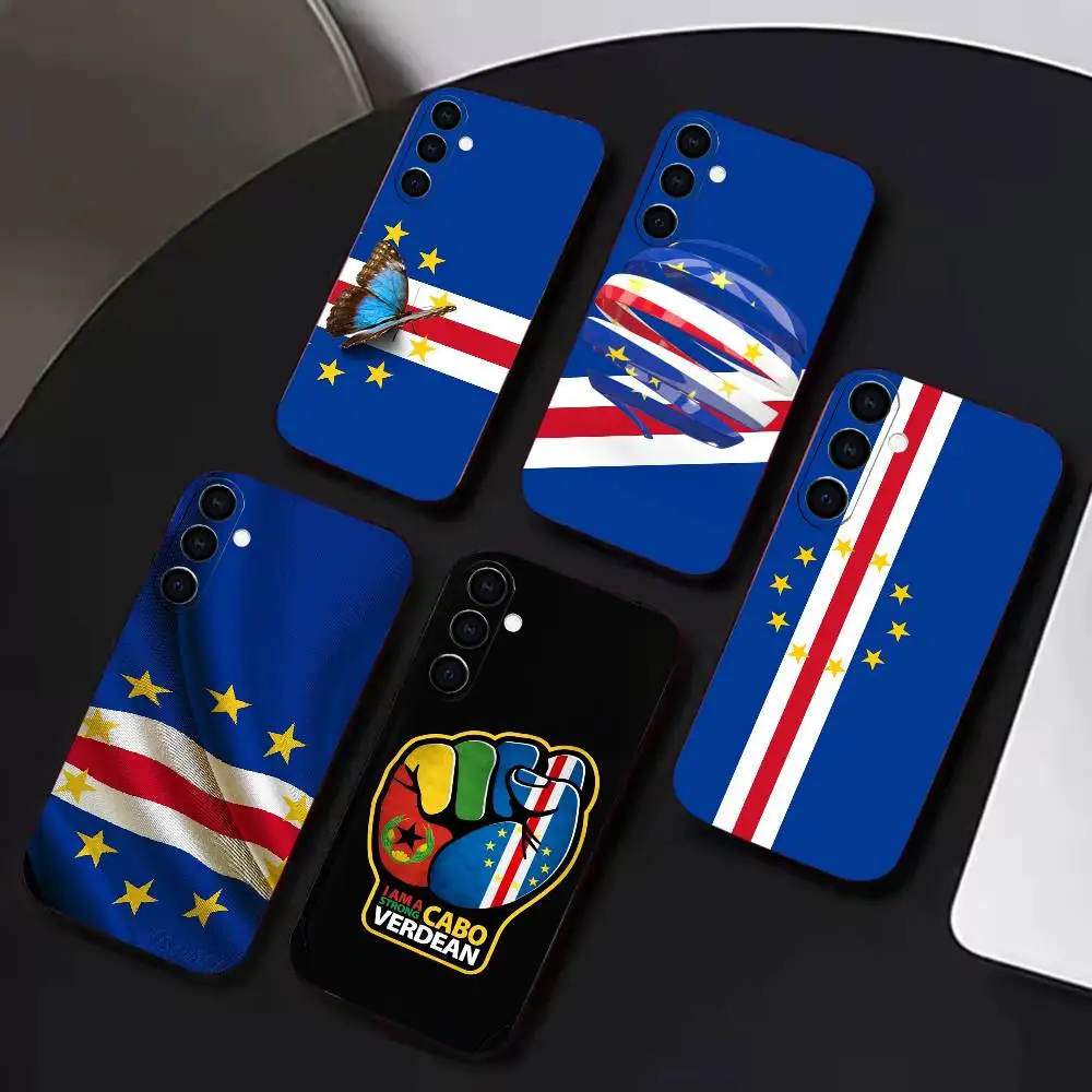 Flag The Republic of Cape Verde  Phone Case Black Soft Silicone TPU For Samsung A72,A51,A70,A71,A53,A52,A73