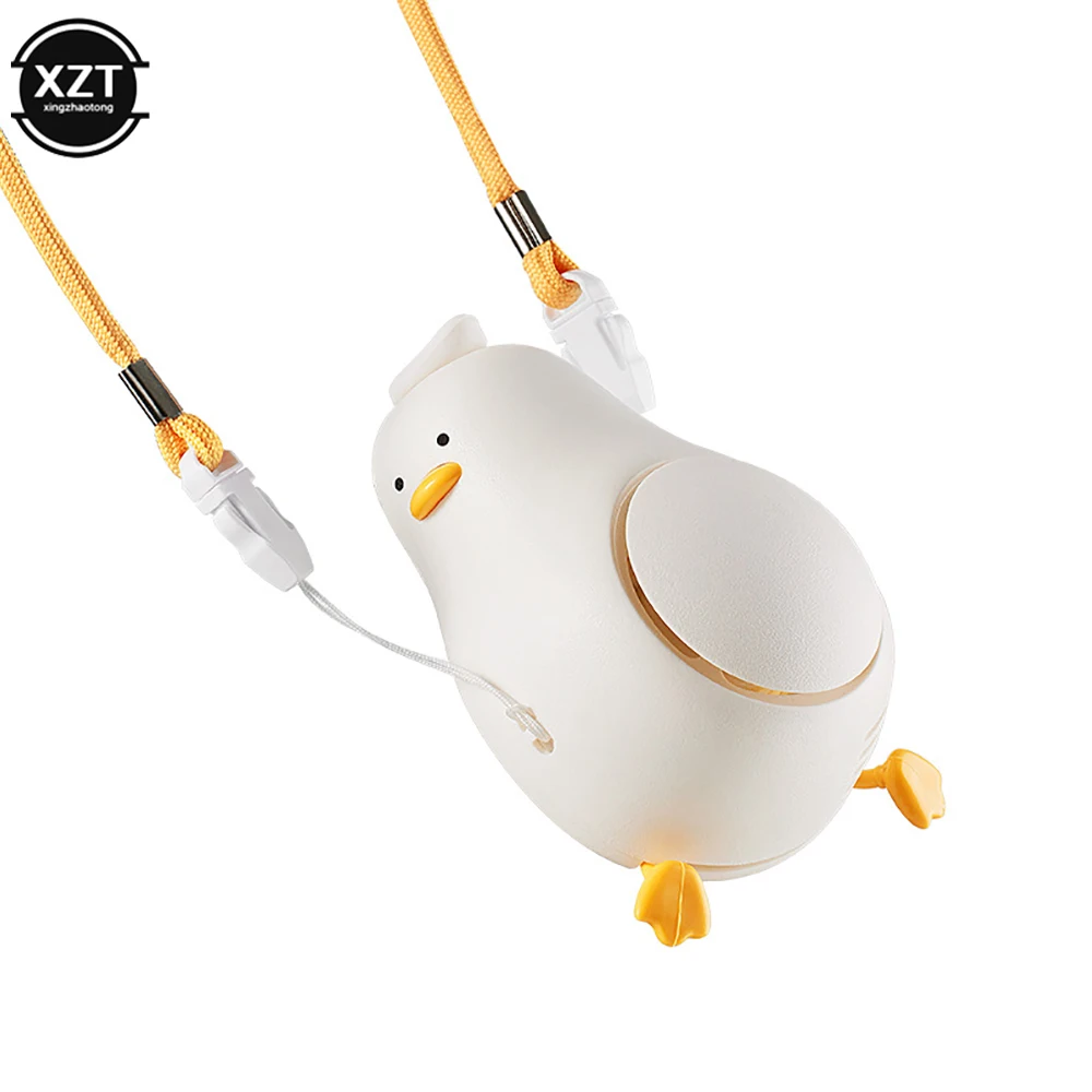 Cute duck Neck fan Portable Bladeless hanging neck fan USB Rechargeable air cooler Mini lying Duck wearable cooling fan