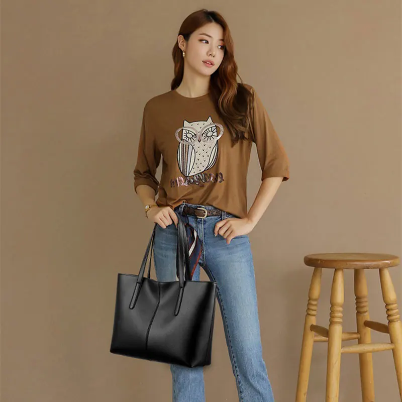 New Women Tote Bag Soft PU Leather Ladies Casual Handbags Travel Underarm Shoulder Bag Female Large Capacity Shopping Beach Bag