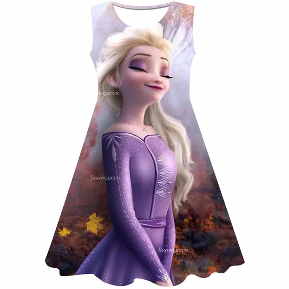 Vestito da cartone animato per ragazze 2024 estate Frozen 2 moda bambini Elsa principessa neonata abiti da sera carini gonna serie Disney