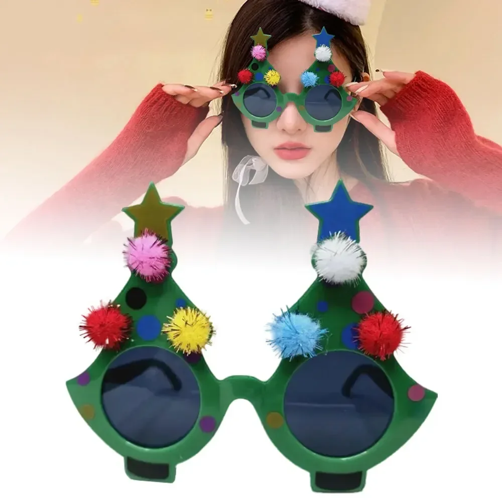 Santa Claus Xmas Tree Elk Plastics Glasses Frame Christmas Clown Cosplay Eyewear Adult Unisex Kids New Year Gift Akcesoria