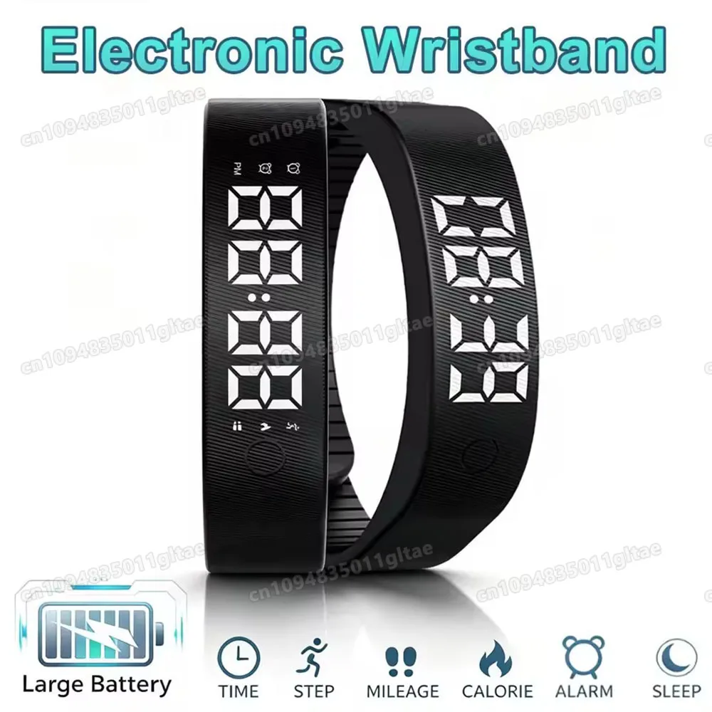 

LED Digital Smart Bracelet Waterproof Smart Clock Smartband Vibration Alarm Reminder Running Pedometer Monitor Smart Band ‎HW12