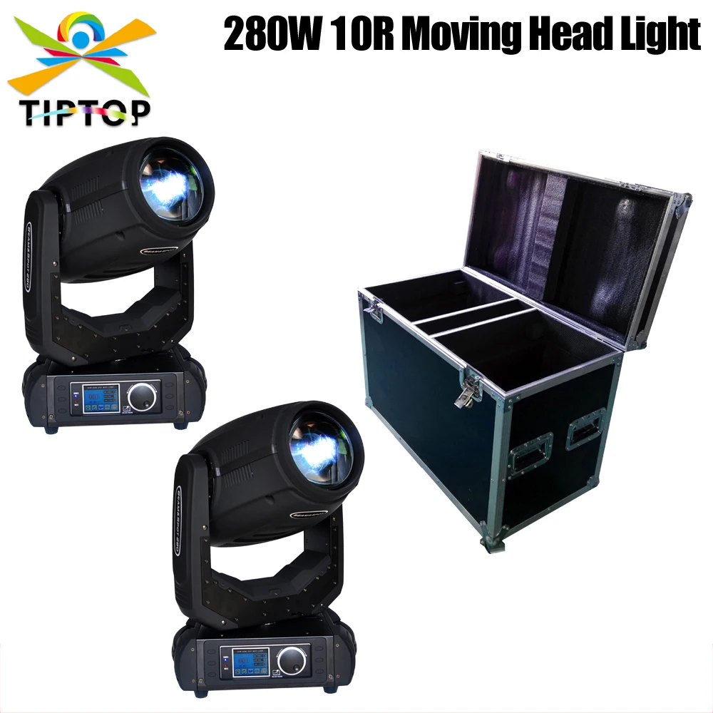 

2IN1 Flightcase Pack 280W BEAM SPOT MOVE HEAD LIGHT Full Color Led Display Roller Button Electrical Zoom Focus 10R High Power
