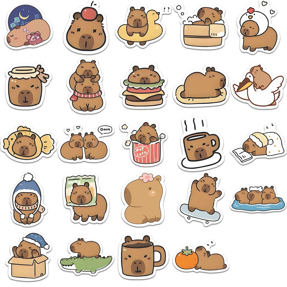10/30/54 個かわいい面白い動物カピバラステッカー漫画落書きデカール DIY 水筒スーツケース電話バイクステッカーおもちゃギフト