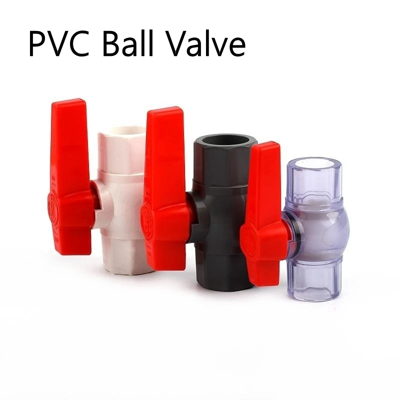 PVC Ball Valve for Aquarium Fish Tank Garden Irrigation Water Pipe Connector Fitting Coupler Adapter Drain Tube I.D 20~110mm 1PC