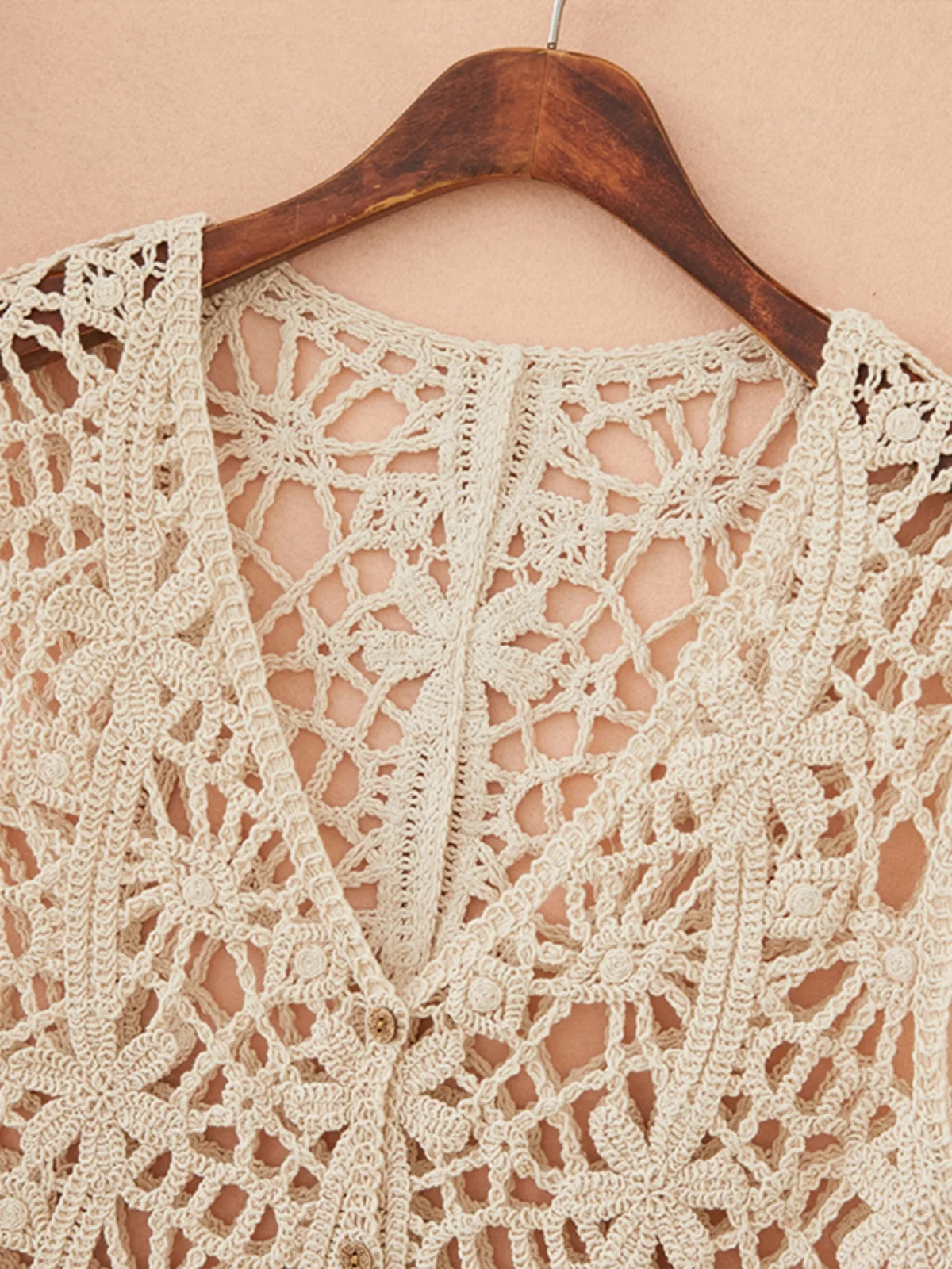 Cardigan aperto estivo leggero lavorato a maglia con gancio scavato Fiore Gilet da donna Top Svel Capispalla in cotone V-Ne Single Bu...