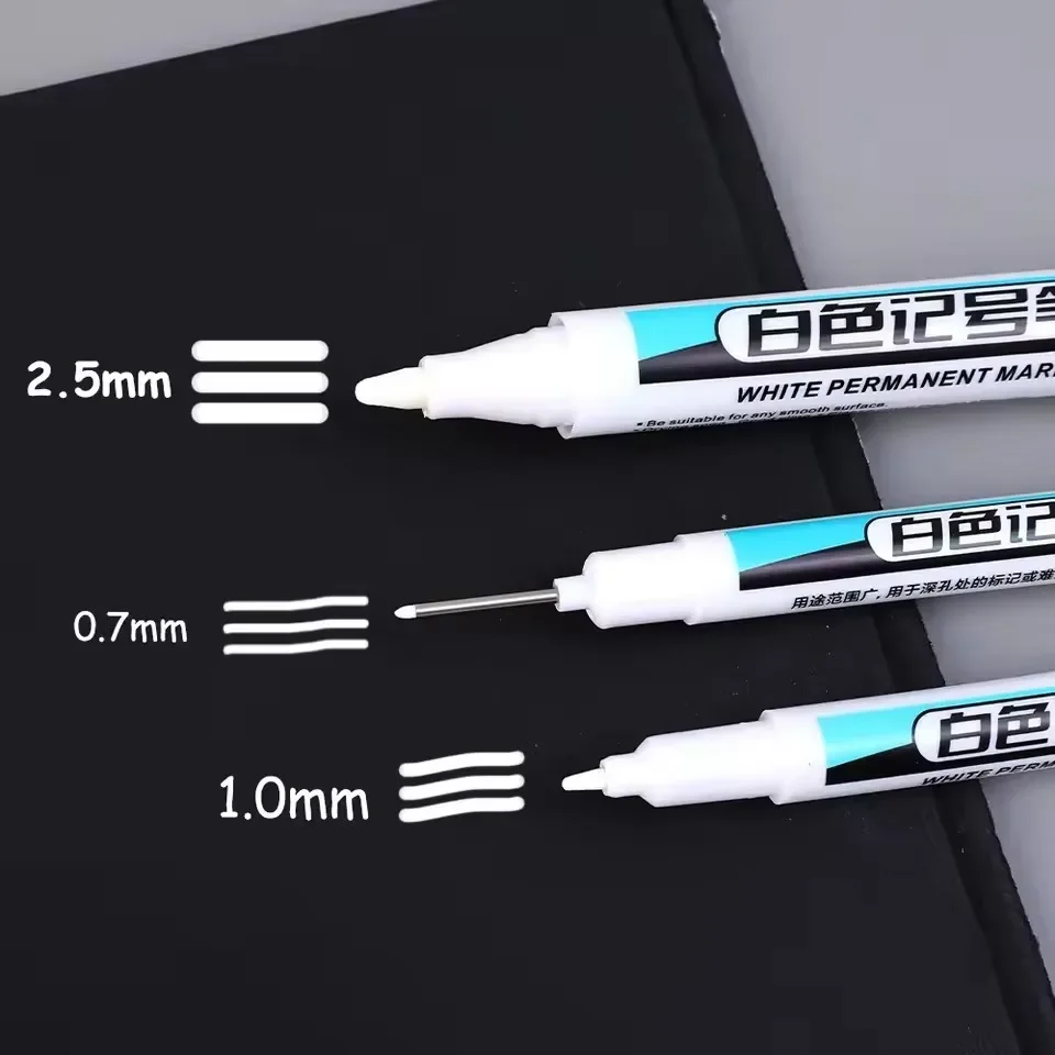 5/1Pcs Oily White Marker Pen Graffiti Pens Waterproof Permanent Gel Pencil Tire Notebook Glass Painting Pen 0.7mm 1mm 2.5mm image 2