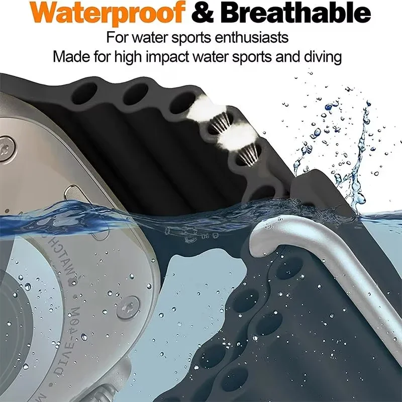 Ocean strap For Apple Watch Ultra 2 Band 49mm 9 8 7 45mm 41mm Silicone Bracelet Wristband iWatch 10 6 5 4 3 SE 44 40mm 42mm band