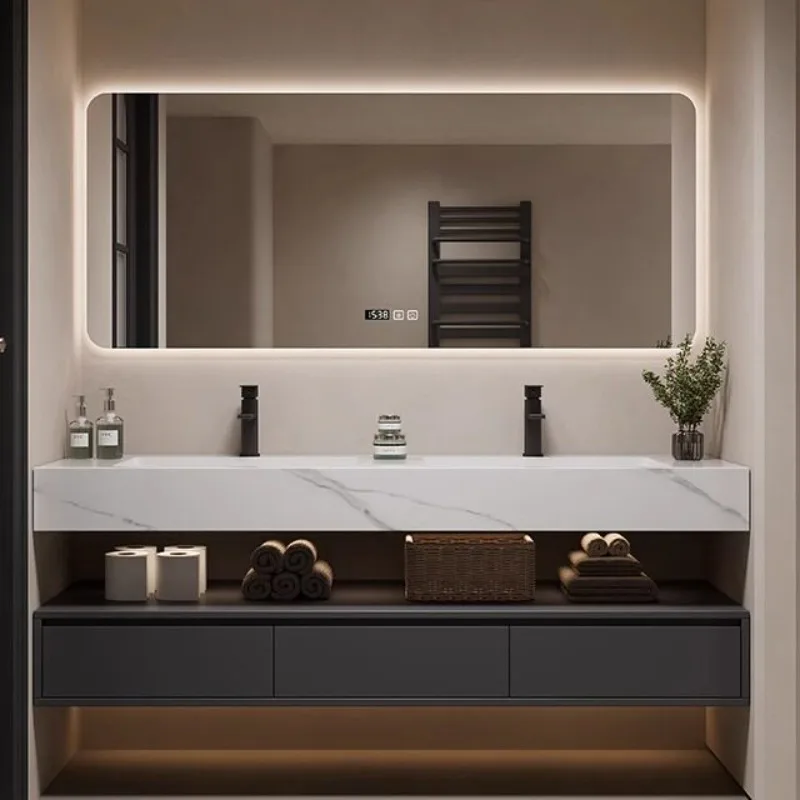 

bathroom cabinet combination, rock slab hot bending integrated basin, bathroom washbasin, face wash basin
