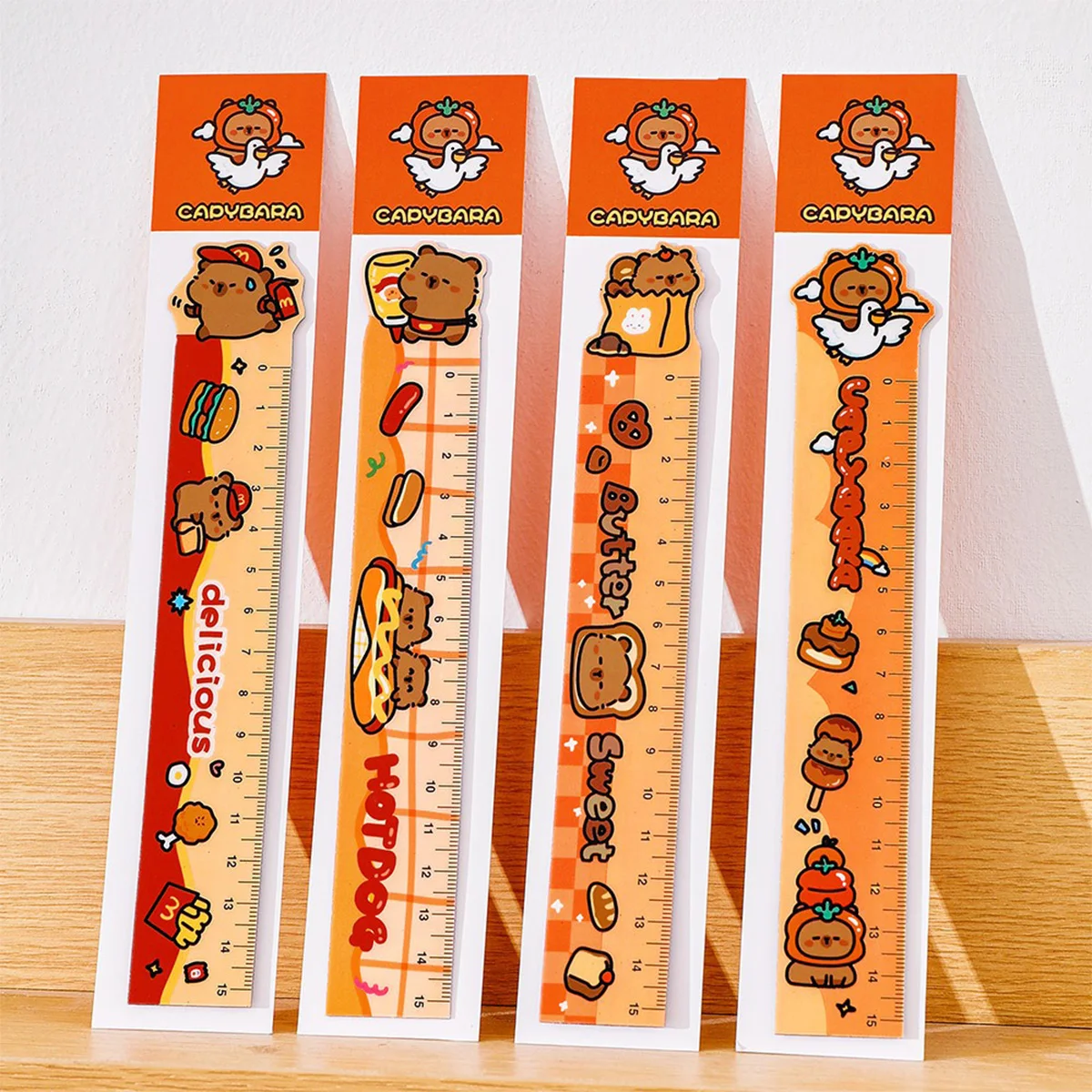 Kawaii Cartoon Capybara 15 Cm Magnetic Bookmark Ruler Cute Ruler Measurement Drawing Tool Children Student Gift Small Prize