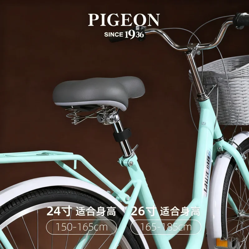 Feige Adult Unisex Lightweight Commuter Bike Elegant Office Commuting Bicycle for Adults And Students Green/Gray Version