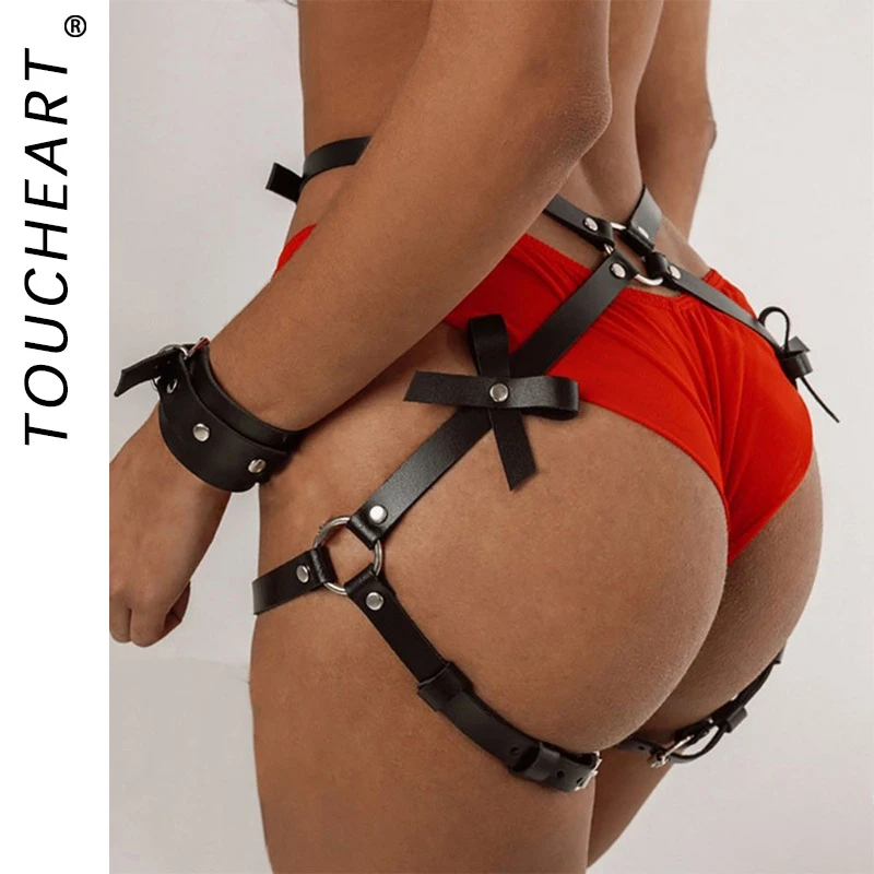 

Toucheart Sexy Leg Harness Garter Belt Leather Lingerie Thigh Garter Bondage Lingerie Women Sexy PU Waist Chain Thigh Garters